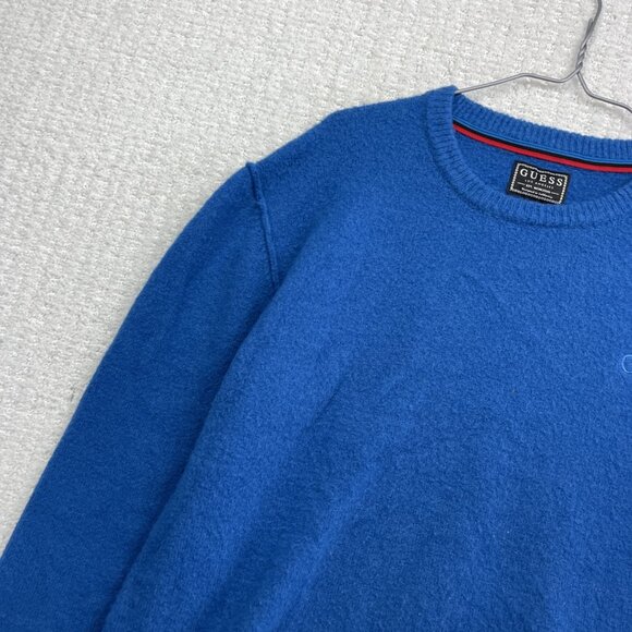 Guess Blue Sweater Men Size Small Mohair / Wool + Blend Pullover Jumper Knit - Picture 3 of 16
